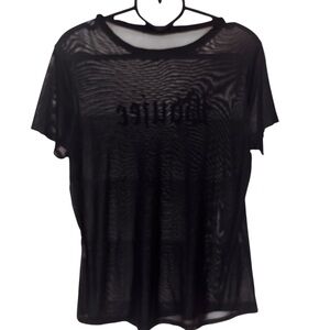 Raggs II Riches Sheer Mesh Black Short Sleeve Top "BOUJEE" Size XL/1X